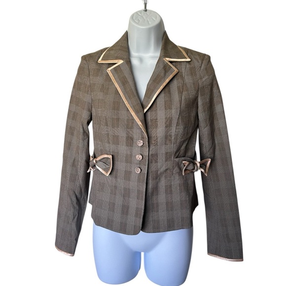 Rebecca Taylor Vintage 90s Y2K  2 Pc Pantsuit Herringbone Excellent Size 2 - Picture 3 of 13